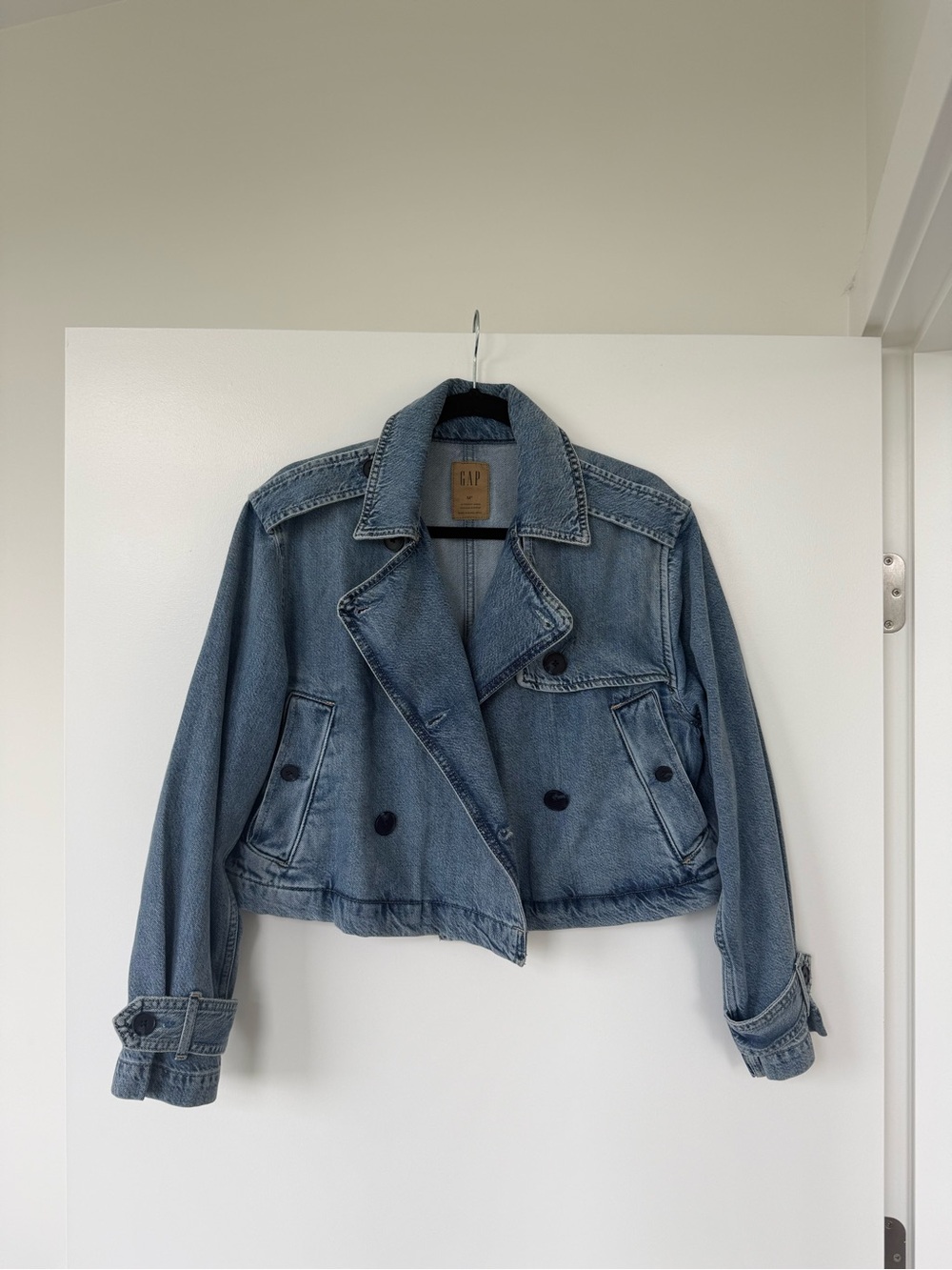 Denim Crop Trench Jacket
